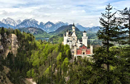 Neuschwanstein, Bayern, Tyskland Neuschwanstein, Bayern, Tyskland